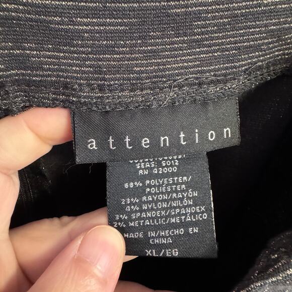 Attention Size XL Black Gold Metallic Stretch Pencil Mini Skirt Back Zip - Picture 4 of 8